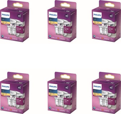 Philips Voordeelverpakking - GU10 - LED Spotlamp - 50W - Niet Dimbaar - Warmwit Licht - Set van 12 Stuks