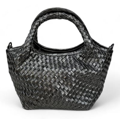 Tas -DSTRCT Medium Handtas / Crossbodytas Dames - Leer - Brooklyn Flen - Cognac - gevlochten leer