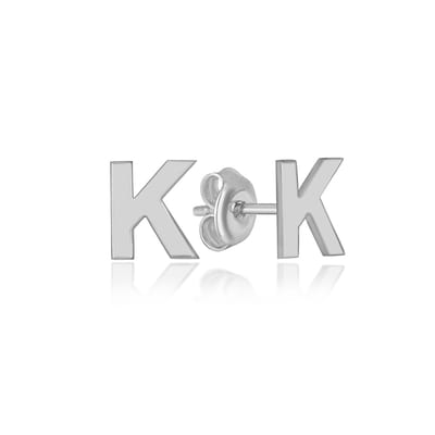 Letter K Initial Oorknoppen (zilvergehalte 925 Sterling) Oorknoppen Zilver Oorbel Trendy Minimalistisch Combi Bedel