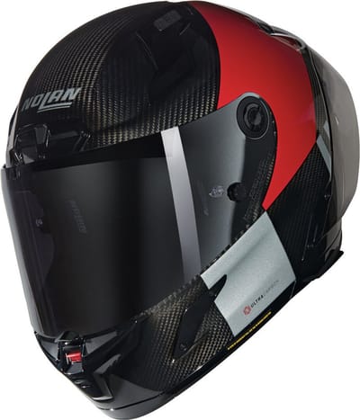 Nolan X-804 RS Combo Gara 351 Carbon Rood Grijs Zwart Glossy Integraalhelm - Helm