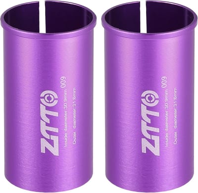 Zadelpen Adapter - Zadelpen Verkleiner - Fiets Aanpassen - Set Van Twee - 30.9 Naar 31.6mm - Paars