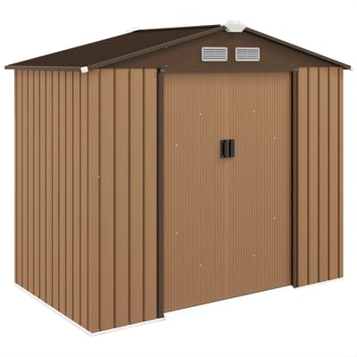 Stalen Tuinberging met Vloerframe – Gereedschapsschuur / Tool Shed voor Tuinopslag – Weerbestendige Outdoor Schuur – Goud