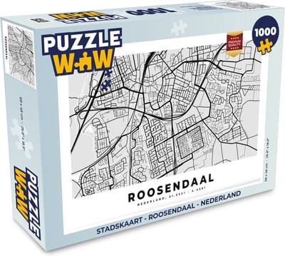 Puzzel Stadskaart - Roosendaal - Nederland - Legpuzzel - Puzzel 1000 stukjes volwassenen - Plattegrond