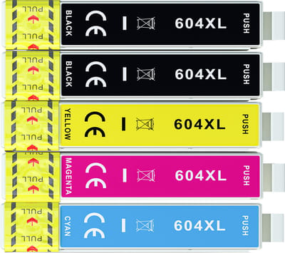 Boxstuff Inkt geschikt voor 604XL - Compatibel met Epson 604 XL - Inkt Cartridge 5-pack voor Epson Expression Home XP-2200 / XP-2205 / XP-3200 / XP-3205 / XP-4200 / XP-4205 / Workforce WF-2910 / WF-2930 / WF-2935 / WF-2950 - Pack Kleur en Zwart