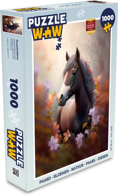 Puzzel Paard - Bloemen - Natuur - Paars - Dieren - Legpuzzel - Puzzel 1000 stukjes volwassenen
