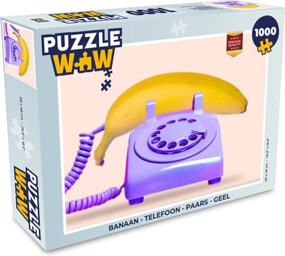 Puzzel Banaan - Telefoon - Paars - Geel - Legpuzzel - Puzzel 1000 stukjes volwassenen