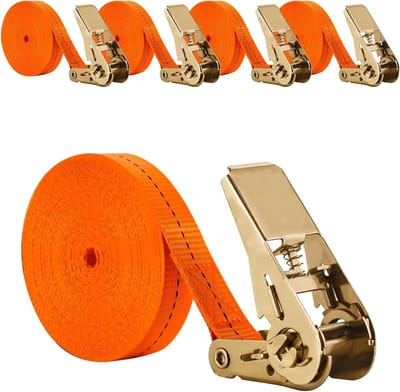 4 Stuks Lashing Straps met Ratchet, 8 m x 2.5 cm, Voor Auto, Motor, Vervoer van Lading en Bagage Beveiliging
