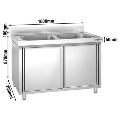 GGM Gastro Topfspülschrank PREMIUM - 1600x700mm - mit 2 Becken