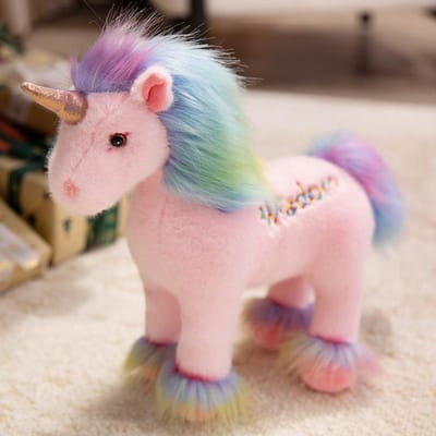 32cm Regenboog Eenhoorn Pluche Pop Schattig Kleurrijk Haar Knuffeldier Zacht Speelgoed Huisdecoratie Cadeau Voor Kinderen about 32cm gray