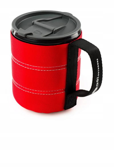 Merkloos Kampeerbeker 500ml Rood met Deksel & Isolatie