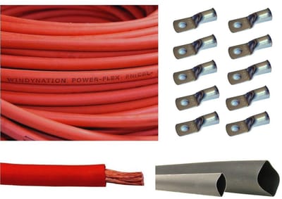 Ultraflexibele Koper Laskabels met Kabelschoenen en Krimpkous - 2/0 Gauge