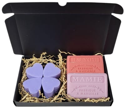 Hartjes lavendel cadeauset met mamie & i love you