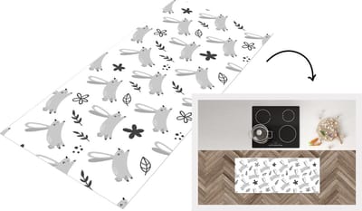 Keukenloper - Loper keuken - Haas - Dieren - Patronen - 120x50 cm - Keukenloper vinyl