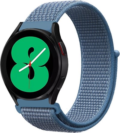 By Qubix - Geschikt voor Garmin bandje - Geschikt voor Garmin Vivoactive 4 / 4L - Sport Loop nylon bandje - Denim blauw - Smartwatch bandje 22mm