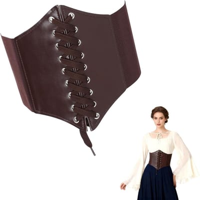 Set van 2 Dames Onderbust Corsetten, Verstelbare Sluiting, Elastische Tailleband en Versterkte Stiksels, Perfect voor Piratenkostuum, Cosplay en Halloween Feestjes