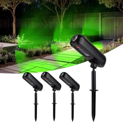 Lzwintrading Tuinverlichting op Zonne Energie - Tuinverlichting Led Buiten Solar - Halloween Decoratie - Staand - Groene Solarlampen voor Buiten - IP65 Waterdicht - 3 Verlichtingsmodi - 4 stuks