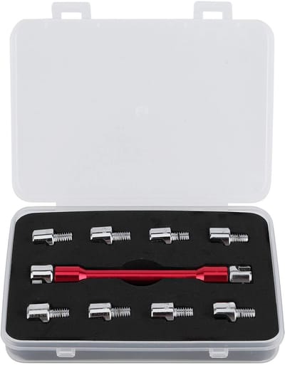 Allecto - Spaaksleutelset - Verwisselbare Punten - CNC Handgreep - Rood - Motorfiets Sleutelgereedschap - Geschikt voor 5.0-6.8 - 93mm