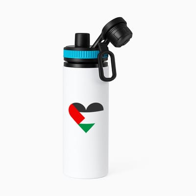 Hacebo® - Palestina vlag hart vorm waterfles met draaidop blauw - mensen die liefde willen geven aan Palestina - degene die van Palestina houden - supporten - oorlog - verjaardagscadeautje - gift - geschenk - kado - water fles - 850ML