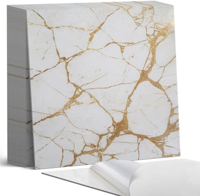 Coloray Plaktegels - Elegant marmer met aderen Zelfklevende Tegels - 20 cm x 20 cm - Wit Plaktegels - 20 stuks - Vierkant PVC Tegels - Plaktegels Badkamer - Plaktegels Vloer - Vinyl Tegels - Wandtegel Zelfklevend