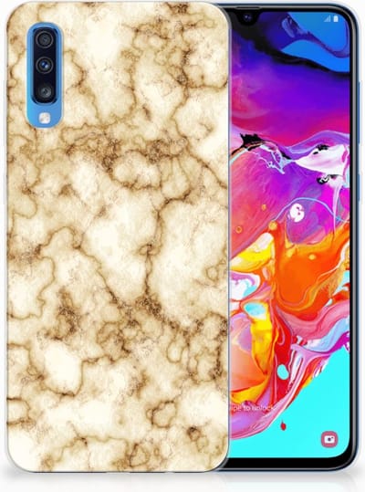 Samsung Galaxy A70 TPU Siliconen Hoesje Marmer Goud