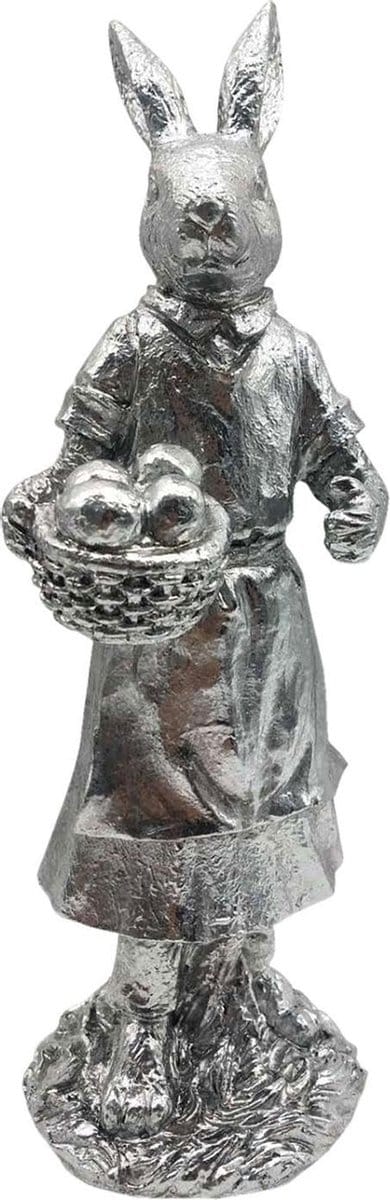 Clayre & Eef Beeld Konijn 34 cm Zilverkleurig Kunststof