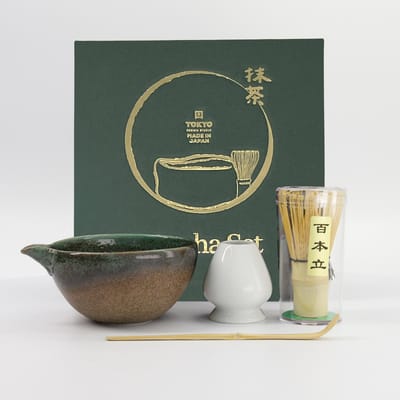 Tokyo Design Studio – Matcha Geschenkset – Hisui Groen – 14.5×6.5cm – 4 Stuks