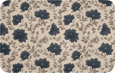 WC mat 80x50 cm - Antislip - Motief - Bloemen - Zwart - Beige - Toiletmat - Vloermat - Douchemat - Toilet tapijt - Toiletmatten
