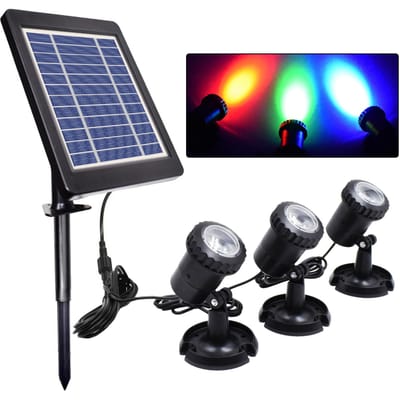 LED-zonnespots Waterdichte tuinvijververlichting op zonne-energie Warm wit gazon Achtertuinverlichting RGB Color zwart