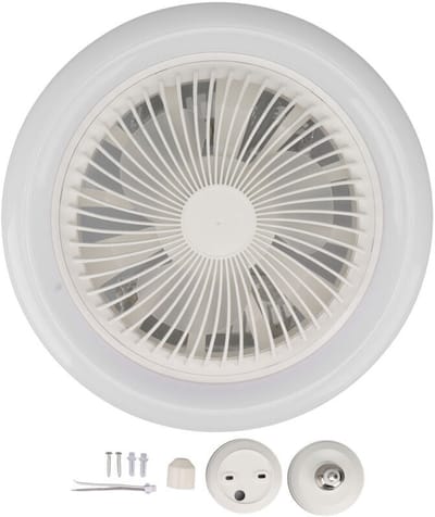 fan-30W plafondventilator met geïntegreerde verlichting, stille plafondventilator, dimbare E27 LED-plafondlamp, 3 windsnelheden, timer (wit)