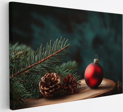 Saammp Canvas Schilderij - Kerst krans - Natuur - Landschap - 30x20 - Foto op canvas - Wanddecoratie - Muurdecoratie Woonkamer - Slaapkamer decoratie - Canvas Print