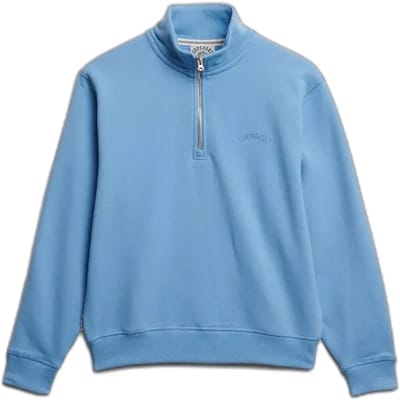 Superdry Essential Logo Embroidered Sweatshirt Met Halve Rits Blauw 2XS Vrouw