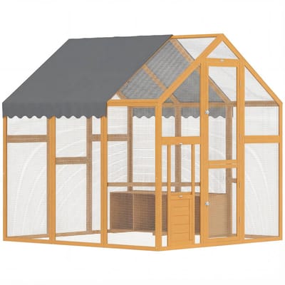 Pawhut Kippenhok-Dennenhout-168L x 183B x 182H cm-Geel