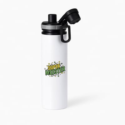 Hacebo® - Super meester waterfles met draaidop grijs - Meester - een meester - school - verjaardagscadeau - afscheidscadeau - kado - gift - water fles - 850ML