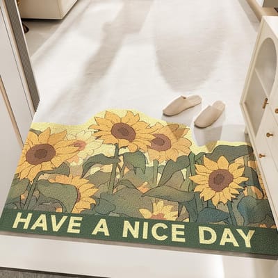 Kleine Frisse Huis Mat Entree Deur Vuilbestendig Schrapend Modder Entree Voetmat Cartoon Zijde Ring Entree Tapijt 45*75cm beige