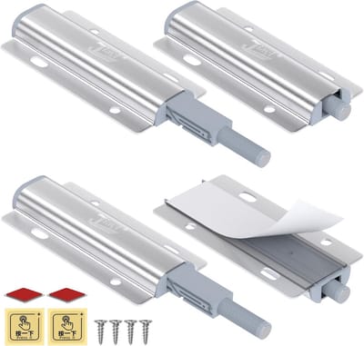 Kastmagneet Drukvergrendeling - Deuropener Touch - Kasten Sluiten - Aluminium Behuizing - 4 Stuks - Zilver