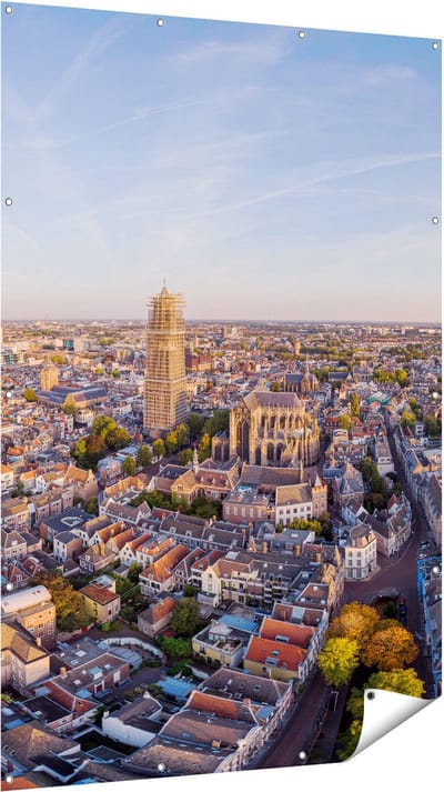 Gards Tuinposter Utrecht vanuit de Lucht - 120x180 cm - Tuindoek - Tuindecoratie - Wanddecoratie buiten - Tuinschilderij