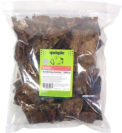 Qwisple Runderlong Koekjes - Trainers - 100% Natuurlijke Hondensnacks - 500 gram