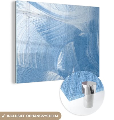 MuchoWow® Glasschilderij 120x90 cm - Schilderij acrylglas - Acrylverf - Blauw - Design - Foto op glas - Schilderijen