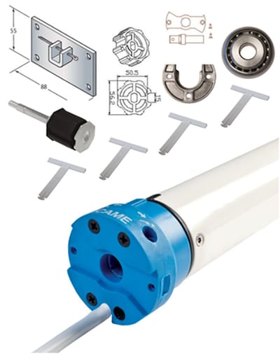 CAME Rolluikmotorset incl. accessoires - Mondrian 5 - 230V wisselstroom - 30 Nm - Mechanische eindschakelaar - Voor rolluiken tot 55 kg - Voor 60 mm achthoekige buizen - Buismotor