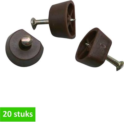TQ4U kastplankdrager | bruin kunststof | met stalen spijker 19 mm | plankdrager | 20 STUKS