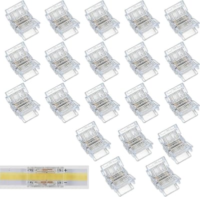 Ledstrip Connectoren - Strip Verbindingen - Verlichting Installeren - Soldeervrije Installatie - 20 Stuks - Transparant