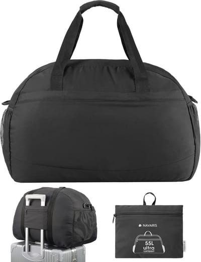 Opvouwbare reistas - Lichtgewicht weekendtas, sporttas of gymtas - 55L - Zwart