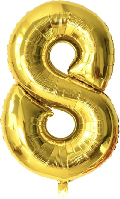 New Age Devi - Cijferballon - Folieballon - 70cm - Goud - Cijfer 8