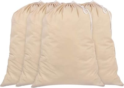 Extra Grote Heavy Duty Waszakken - 100% Katoen - 71x91 cm - Natuurlijke Kleur