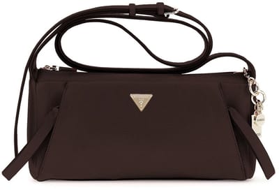 GUESS schoudertas Devon Mini Crossbody Brown donkerbruin