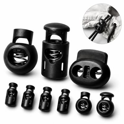 BOTC Koordstopper - Set van 48 stuks - Koordsteller- Lanyard String Koord Clips voor Drawstrings Gebruik in Schoenveter - Zwart
