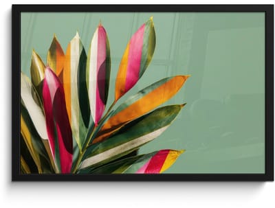 Poster in lijst - Fotolijst 60x40 cm - Posters - Bladeren - Tak - Kleurrijk - Posterlijst zwart - Decoratie - Wanddecoratie woonkamer - Muurdecoratie slaapkamer