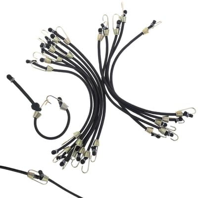 Dailygoods- Elastische Touwen 12 Stuks - Duurzaam Latex - Bungee Koord met Haken - Verstelbaar - Bagage Touw - 25 cm Lang - Bungeekoord