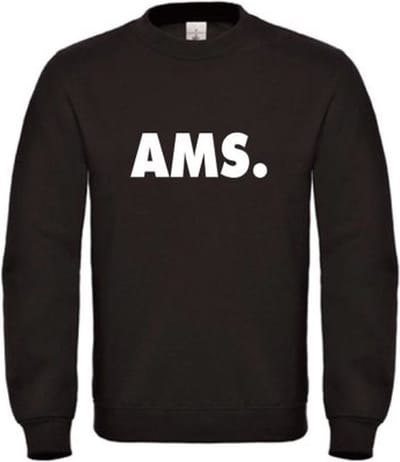 Sweater zwart XXL AMS - wit - soBAD. | Amsterdam | Unisex | Sweater heren | Sweater Dames