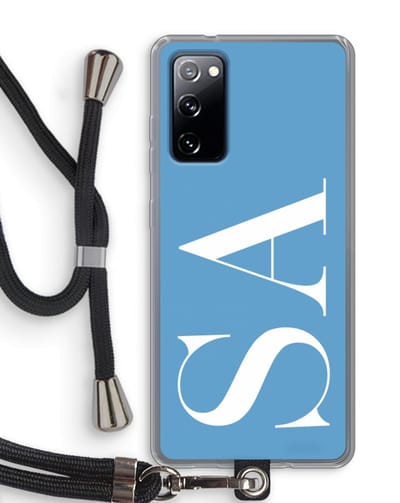 Gepersonaliseerd - Case Company® - Hoesje met koord geschikt voor Samsung Galaxy S20 FE / S20 FE 5G hoesje met Koord - Monogram N°2 - Telefoonhoesje met Zwart Koord - Bescherming aan alle Kanten en Over de Schermrand